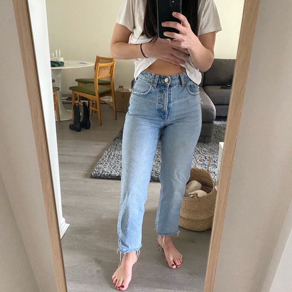 Zara Light Blue Straight Leg Jeans